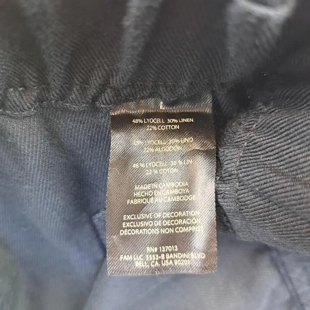 Banana Republic Pants Mens Large Black Linen Ankle Elastic Waist Pull On Relaxed